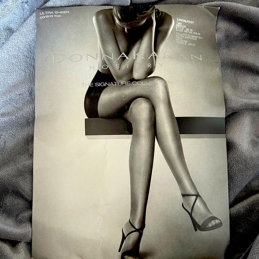 New Donna Karan Hoisery. Ultra sheer control top. Sandalfoot Color teak. Size M